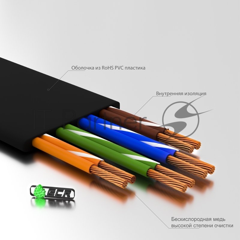 Патч-корд Greenconnect PROF плоский прямой 10.0m, UTP медь кат.6, черный, позолоченные контакты, 30 AWG, GCR-LNC616-10.0m, ethernet high speed 10 Гбит/с, RJ45, T568B