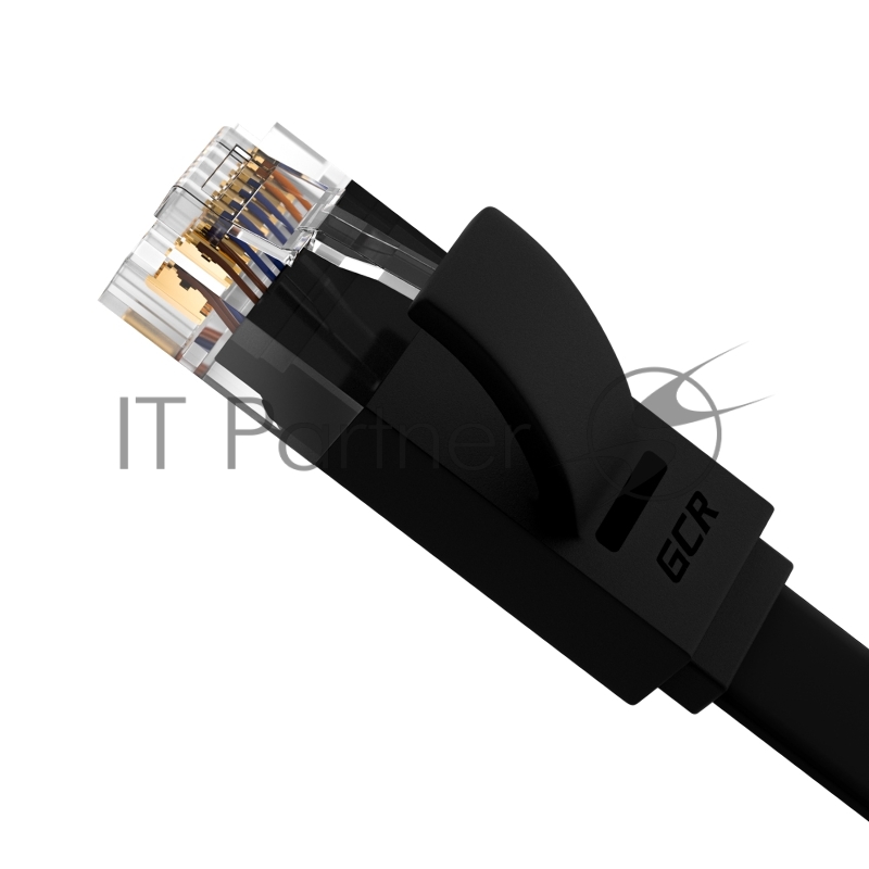 Патч-корд Greenconnect PROF плоский прямой 10.0m, UTP медь кат.6, черный, позолоченные контакты, 30 AWG, GCR-LNC616-10.0m, ethernet high speed 10 Гбит/с, RJ45, T568B