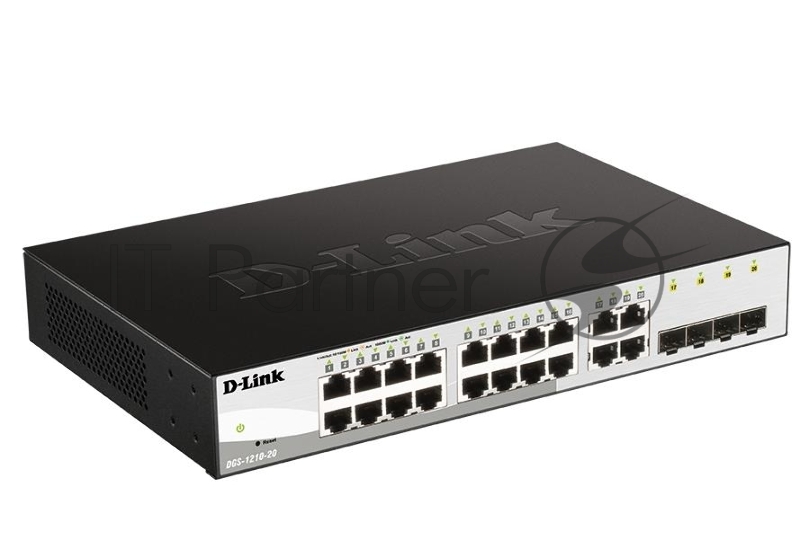Коммутатор D-Link Gigabit Smart Switch with 16 10/100/1000Base-T ports and 4 Gigabit MiniGBIC (SFP) ports