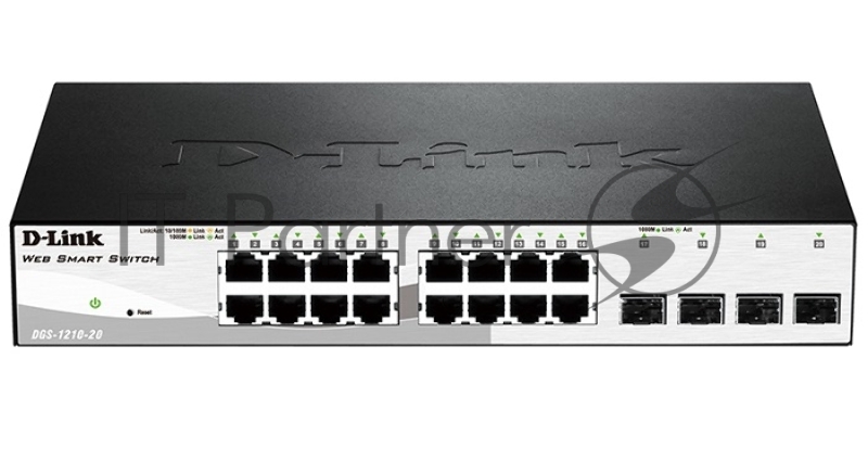 Коммутатор D-Link Gigabit Smart Switch with 16 10/100/1000Base-T ports and 4 Gigabit MiniGBIC (SFP) ports