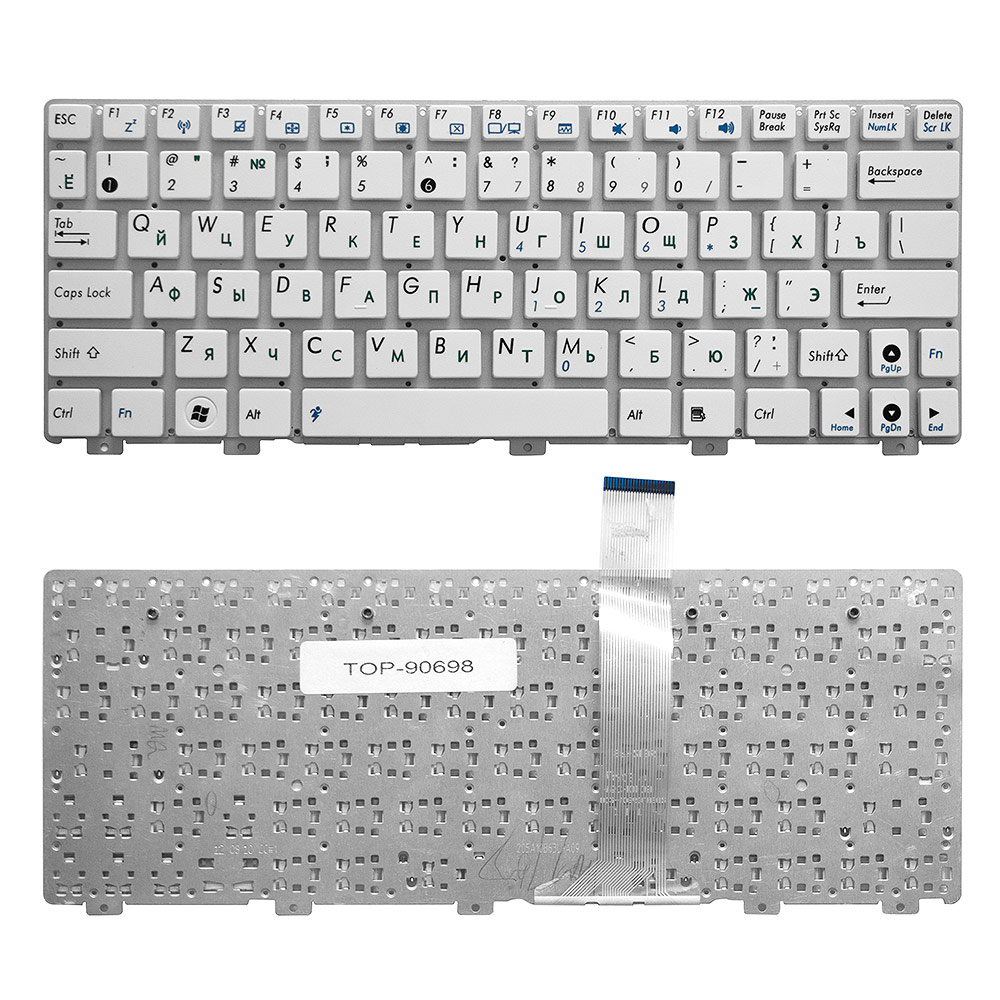 Клавиатура для ноутбука Asus Eee PC X101, X101C, X101H, X101CH Series. Плоский Enter. Белая, без рамки. 04GOA291KUS, MP-10B63SU-5289.