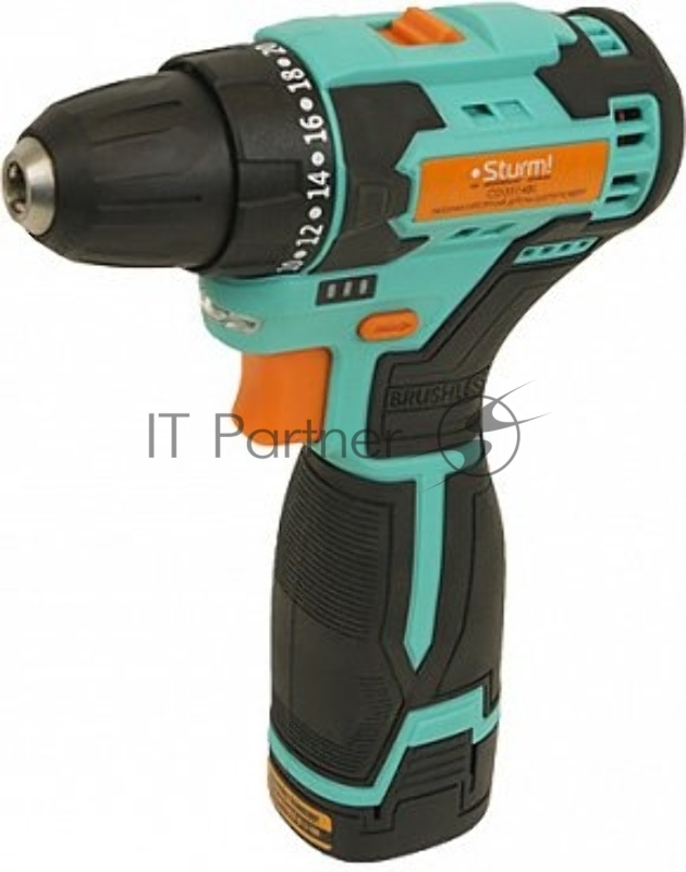 Дрель аккумуляторная CD3514BL бесщеточная Sturm!, 14 В, 2 акк., пист. рукоятка, 2,0 Ач, кейс