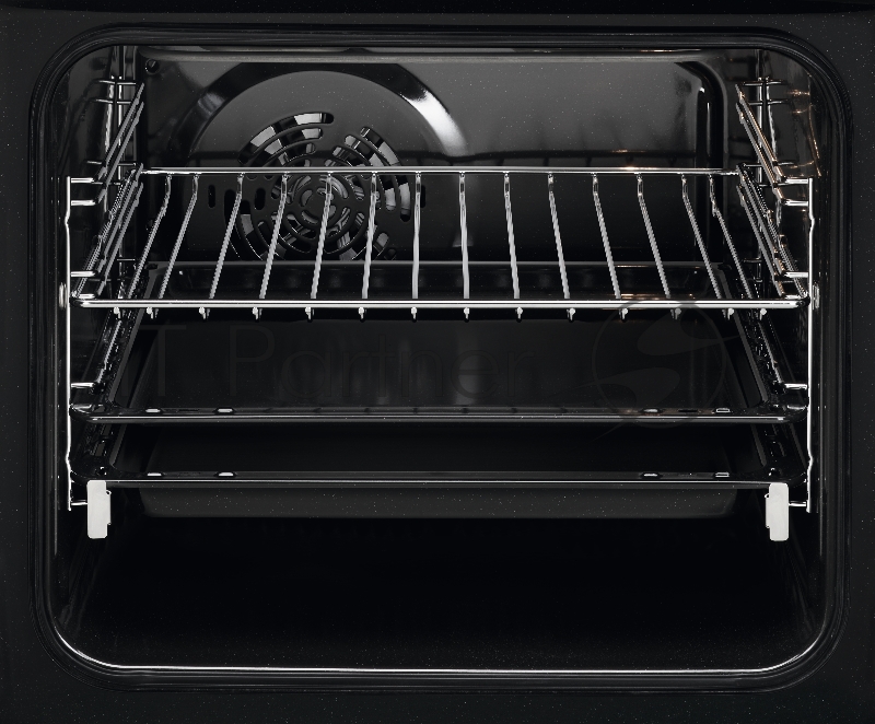 Электрический духовой шкаф Electrolux с кольцевым нагревательным элементом SurroundCook, основной цвет - чёрный, утапливаемые переключатели, таймер отключения, отложенный старт, будильник, хромированные направляющие из нержавеющей стали, телескопичес