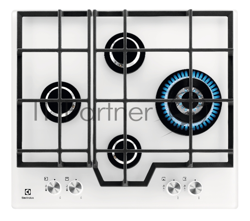 Газовая варочная поверхность - газ на стекле, 2 чугунных держателя, газконтроль варочной поверхности, интегрированный автоподжиг варочной поверхности, конфорки: Vertical Flame, стандартной мощности, Vertical Flame, средней мощности