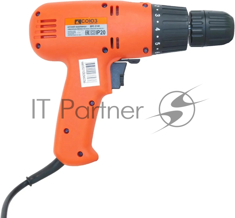 Дрель-шуруповерт СОЮЗ ДУС-2140, 400Вт, 0-800 об/мин, РЕГ ОБОРОТОВ