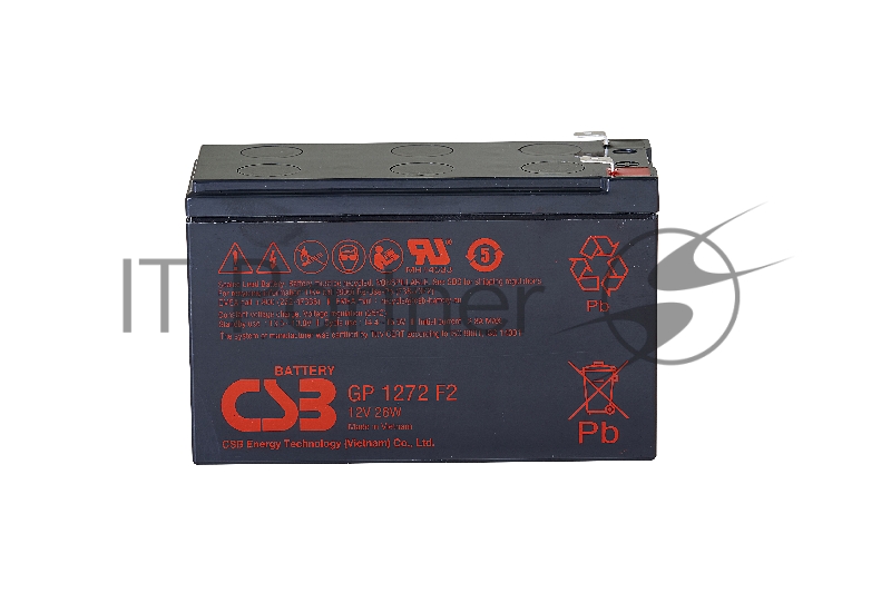 Батарея Battery CSB series GP, GP1272 (12V28W), voltage 12V, capacity 28 W/C at 15 min. discharge to U fin. - 1.67 V/Cel at 25°C, (discharge 20 hours), max. discharge current (5 sec.) 100A, short circuit current 304A, max. charge current 2.8A, lead-a