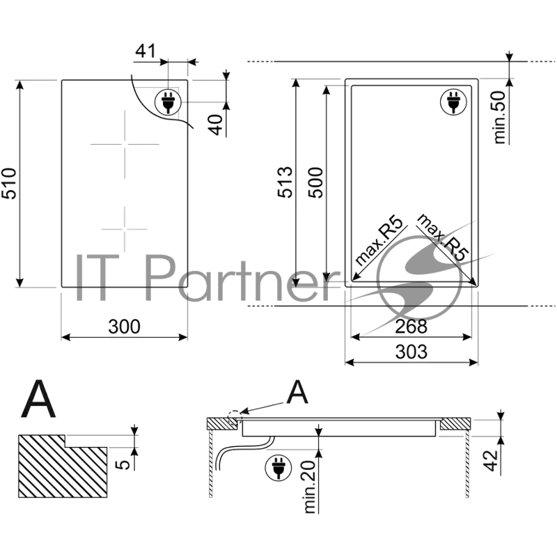 Электрическая домино SMEG SE232TX1 Cтеклокерамическая варочная панель, 30 см, прямой край в рамке из нержавеющей стали