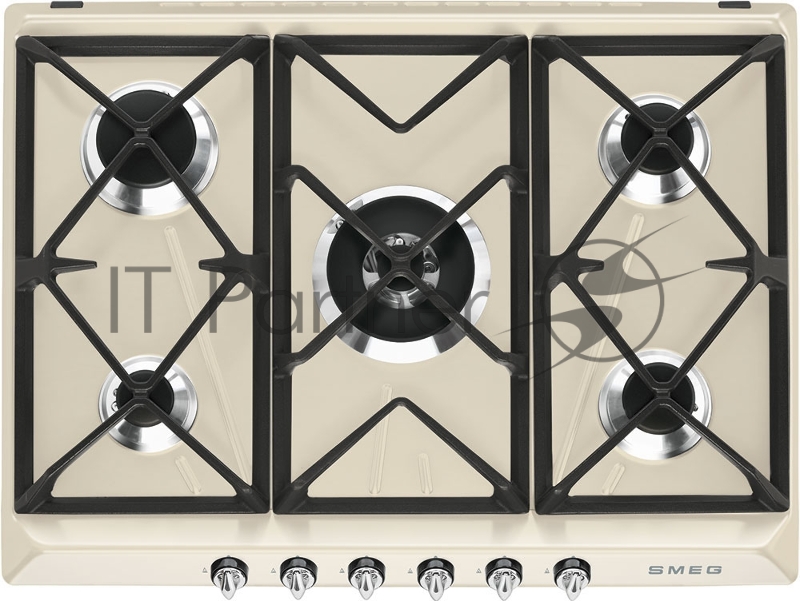 Встраиваемая газовая панель SMEG Газ, Victoria, газовая варочная панель, 70 см, кремовая