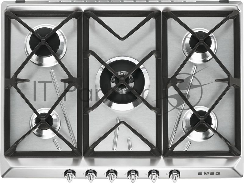 Встраиваемая газовая панель SMEG Газ, Victoria, газовая варочная панель, 70 см, нержавеющая сталь матовая