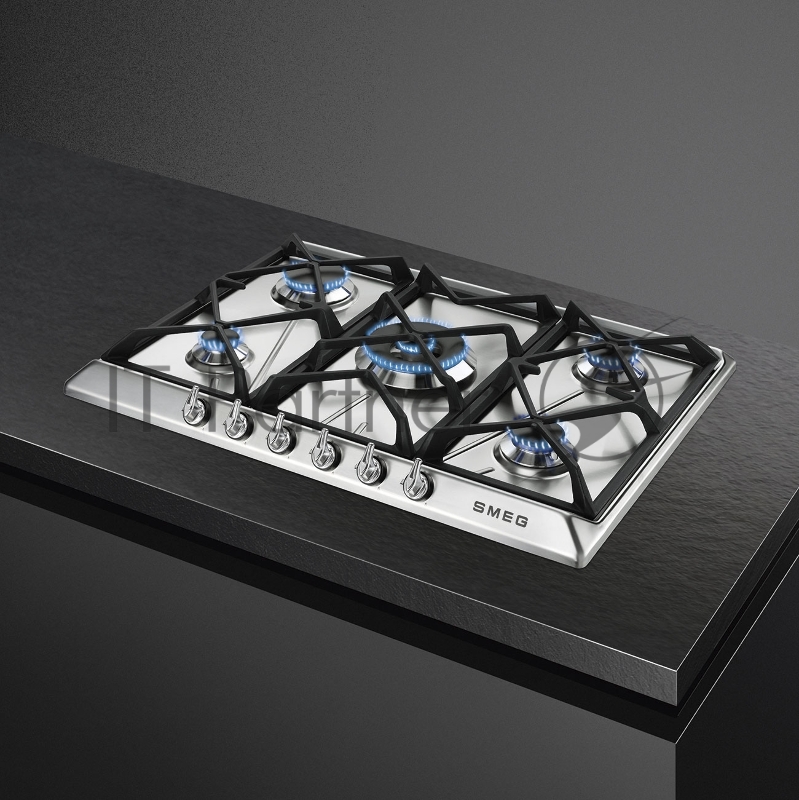 Встраиваемая газовая панель SMEG Газ, Victoria, газовая варочная панель, 70 см, нержавеющая сталь матовая