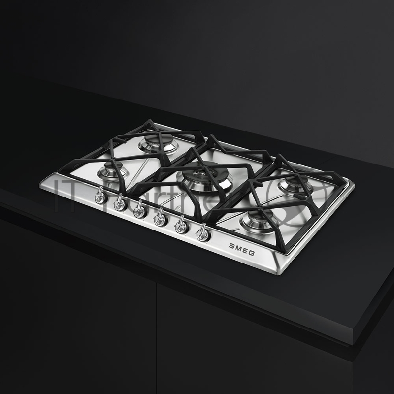Встраиваемая газовая панель SMEG Газ, Victoria, газовая варочная панель, 70 см, нержавеющая сталь матовая