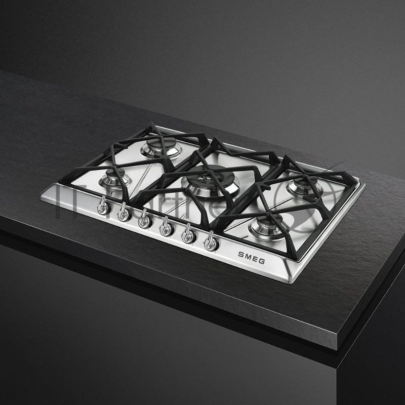 Встраиваемая газовая панель SMEG Газ, Victoria, газовая варочная панель, 70 см, нержавеющая сталь матовая