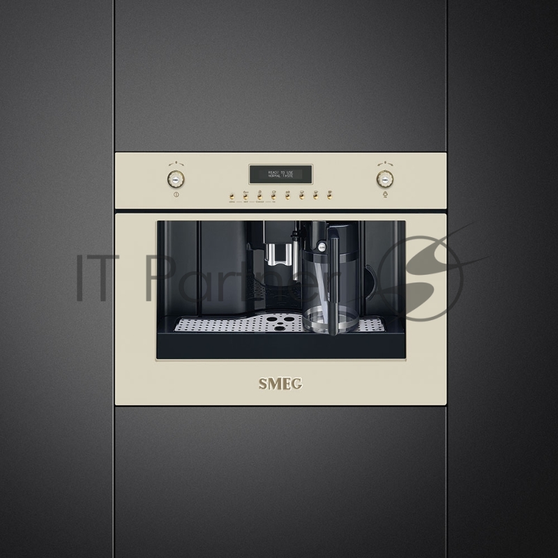 Встраиваемая кофемашина SMEG Coloniale цвет: кремовый, фурнитура позолоченная и латунная в комплекте