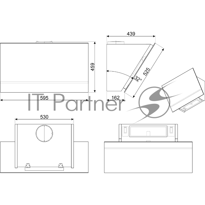 Вытяжка SMEG KV26P настенная, 60 см, закаленное стекло, цвет кремовый