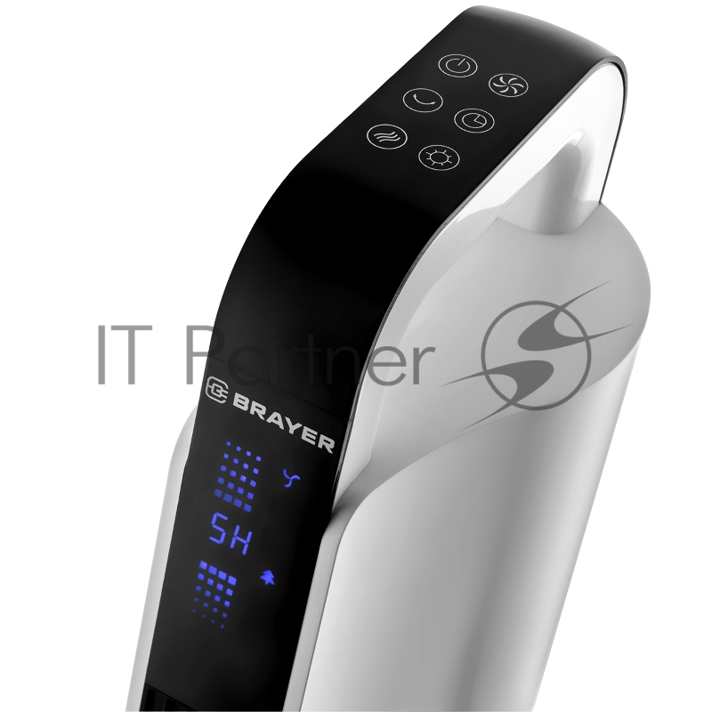 Колонный вентилятор BRAYER 4955BR , эл..упр.,пультДУ,вращение,мощ- 60Вт, LED дисплей, 3 скор.Таймер