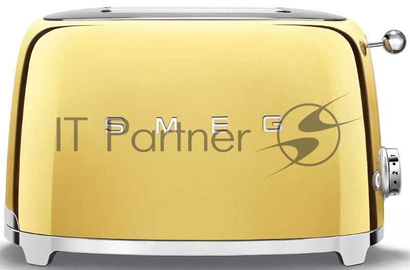 Тостер SMEG на 2 ломтика, Функции: подогрев, размораживание, багель 6 уровней поджаривания Съемный поддон для крошек. Золото