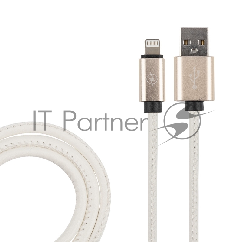 USB кабель для iPhone 5/6/7/8/X моделей, белый эко-кожа, 1 метр REXANT