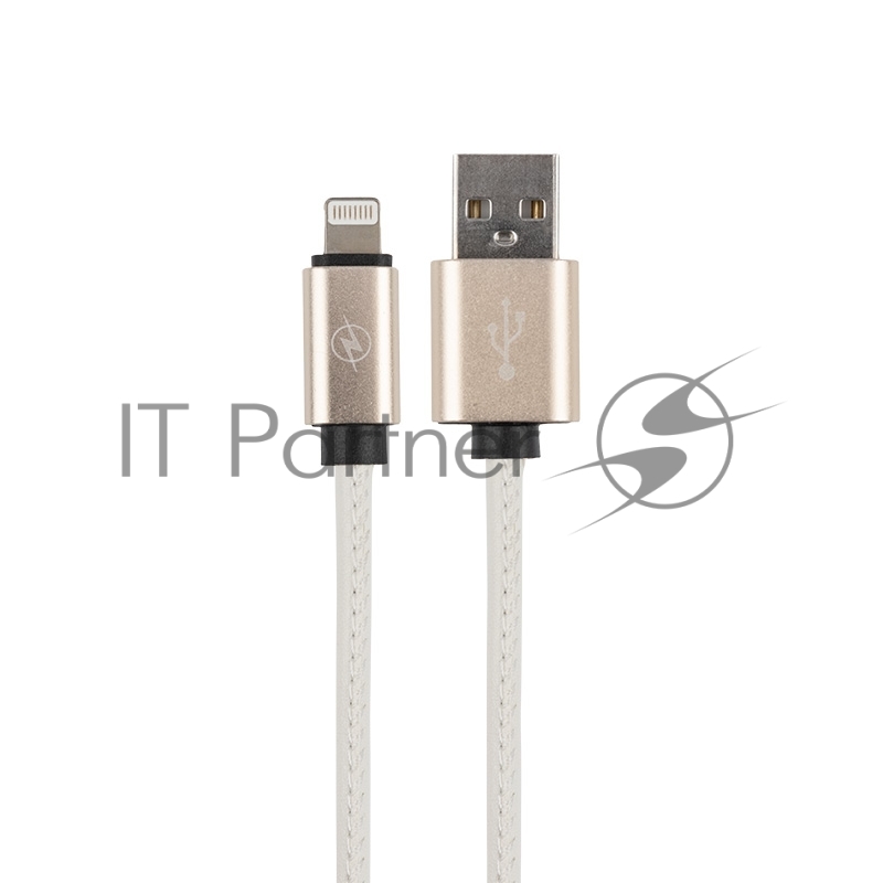 USB кабель для iPhone 5/6/7/8/X моделей, белый эко-кожа, 1 метр REXANT
