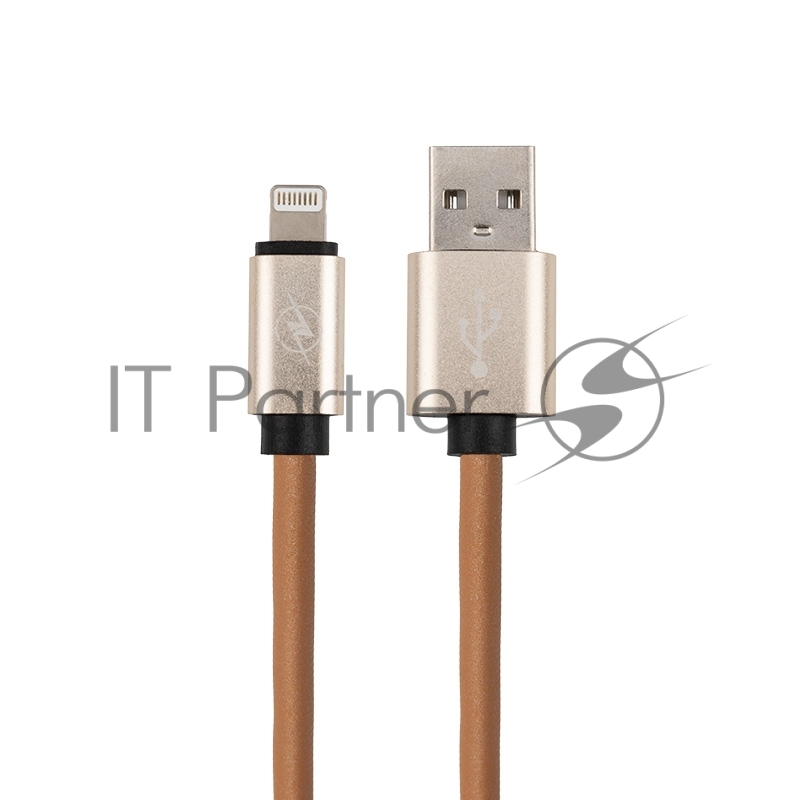 USB кабель для iPhone 5/6/7/8/X моделей, коричневый эко-кожа, 1 метр REXANT