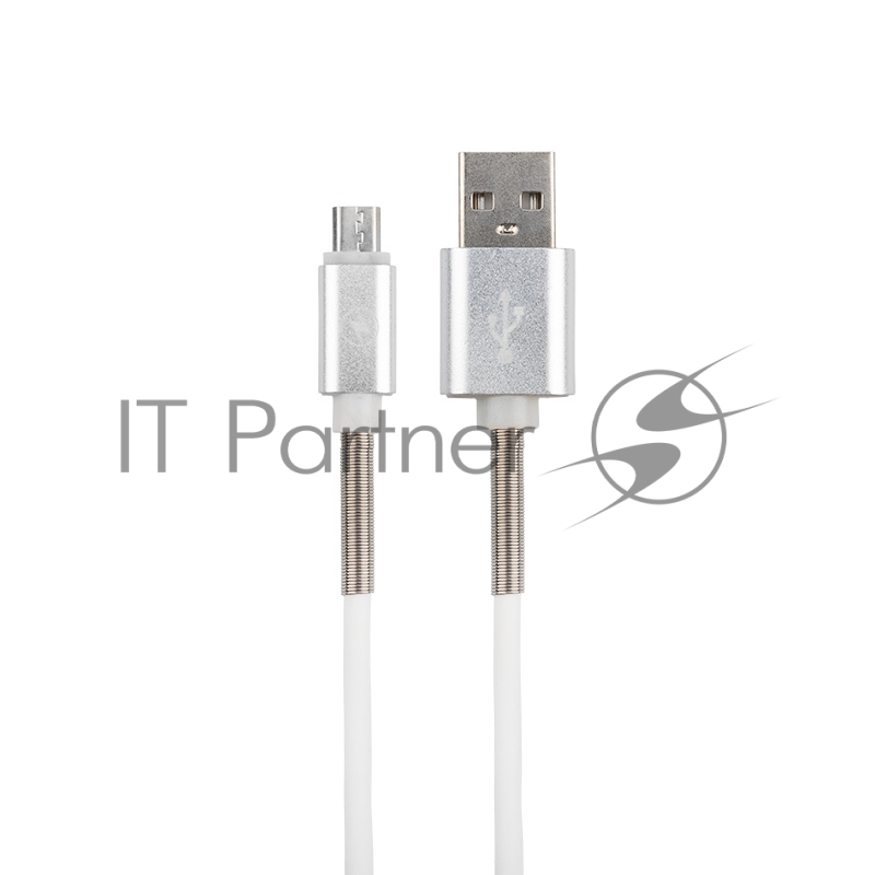 USB кабель для iPhone 5/6/7/8/Х моделей, белый силикон, 1 метр (с пружиной) REXANT
