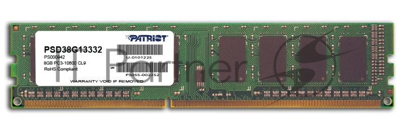 Модуль памяти Patriot DIMM DDR3 8Gb 1333MHz PSD38G13332 RTL PC3-10600 CL9 240-pin 1.5В