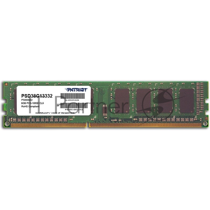 Модуль памяти Patriot DIMM DDR3 8Gb 1333MHz PSD38G13332 RTL PC3-10600 CL9 240-pin 1.5В