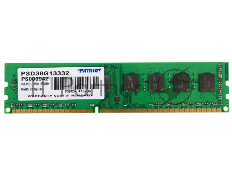 Модуль памяти Patriot DIMM DDR3 8Gb 1333MHz PSD38G13332 RTL PC3-10600 CL9 240-pin 1.5В
