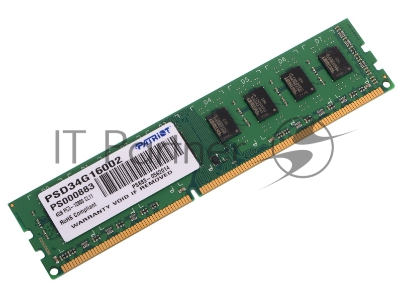 Модуль памяти Patriot DIMM DDR3 4GB (PC3-12800) 1600MHz PSD34G16002