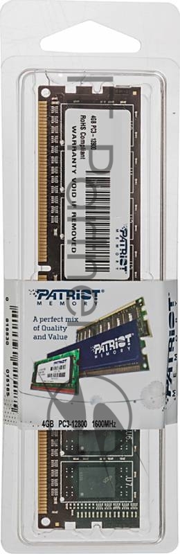 Модуль памяти Patriot DIMM DDR3 4GB (PC3-12800) 1600MHz PSD34G16002