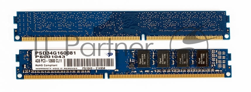 Модуль памяти Patriot DIMM DDR3 4GB (PC3-12800) 1600MHz PSD34G160081