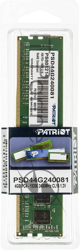 Модуль памяти Patriot DIMM DDR4 4GB PSD44G240081 {PC4-19200, 2400MHz}