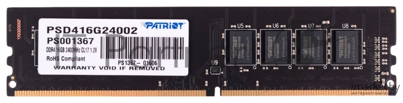 Модуль памяти Patriot DIMM DDR4 16GB PSD416G24002 {PC4-19200, 2400MHz}
