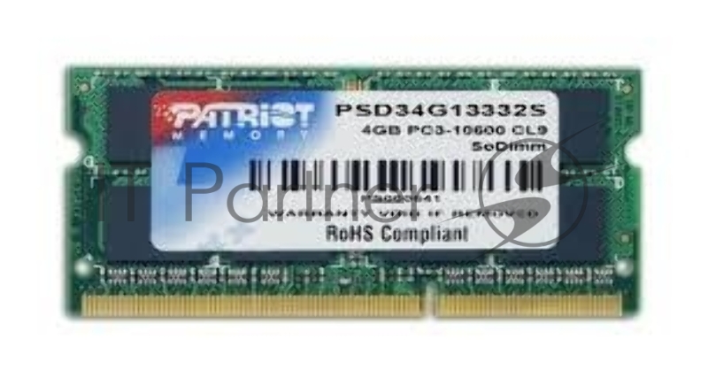 Модуль памяти Patriot SO-DIMM DDR3 4GB PC10600 SO PSD34G13332S PATRIOT
