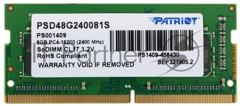 Модуль памяти Patriot SO-DIMM DDR4 8GB (pc-19200) 2400MHz Patriot PSD48G240081S