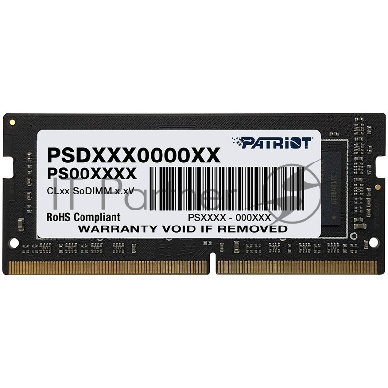 Модуль памяти SO-DIMM DDR 4 DIMM 8Gb PC25600, 3200Mhz, PATRIOT Signature (PSD48G320081S) (retail)