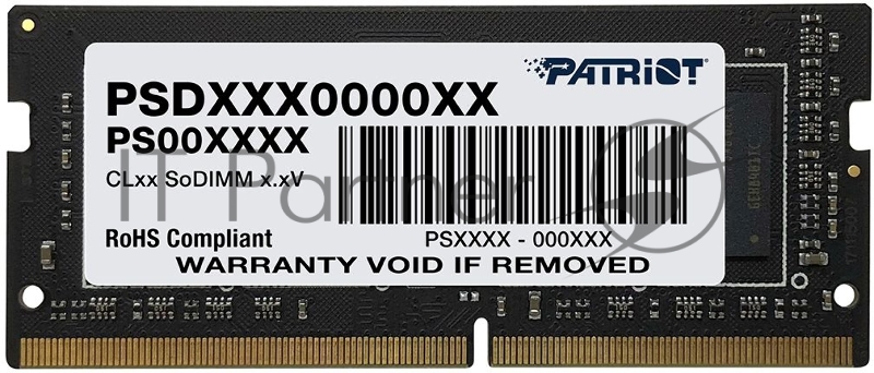 Модуль памяти SO-DIMM DDR 4 DIMM 8Gb PC25600, 3200Mhz, PATRIOT Signature (PSD48G320081S) (retail)