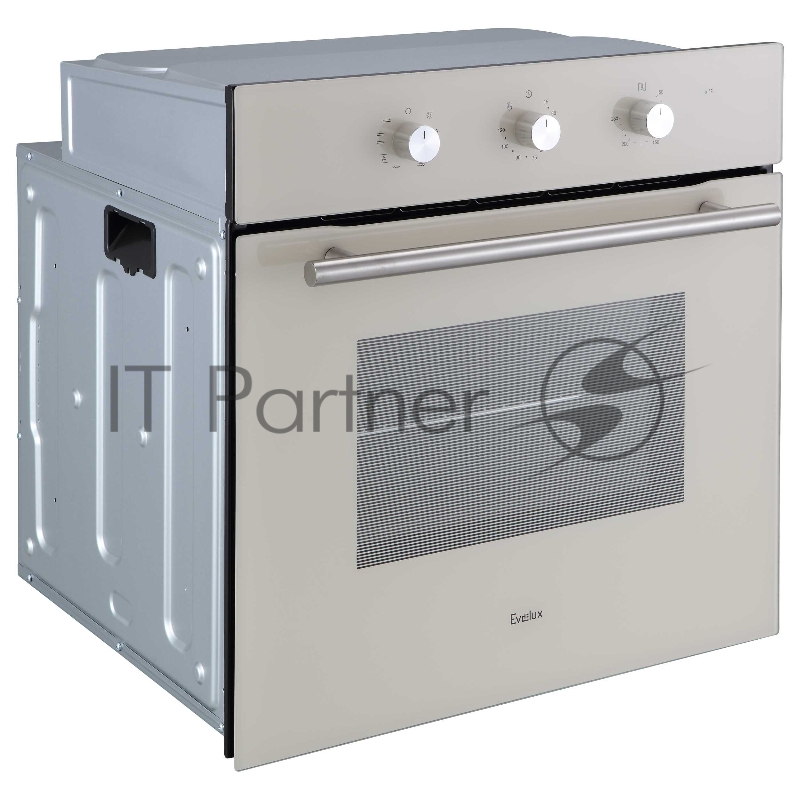 Духовой шкаф встраиваемый полноразмерный, 60 см, 8 режимов, объем духовки 65л, поворотные переключатели, панель управления - бежевое стекло, универсальный противень, решетка-гриль, двойное стекло дверцы, легко-съемное большое внутреннее стекло Full