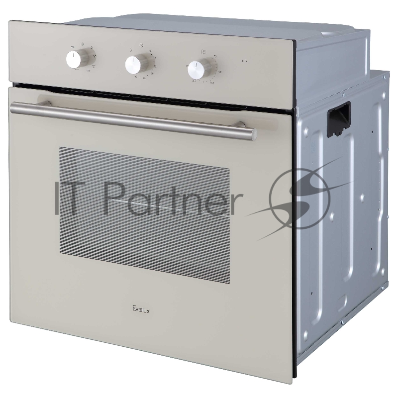 Духовой шкаф встраиваемый полноразмерный, 60 см, 8 режимов, объем духовки 65л, поворотные переключатели, панель управления - бежевое стекло, универсальный противень, решетка-гриль, двойное стекло дверцы, легко-съемное большое внутреннее стекло Full