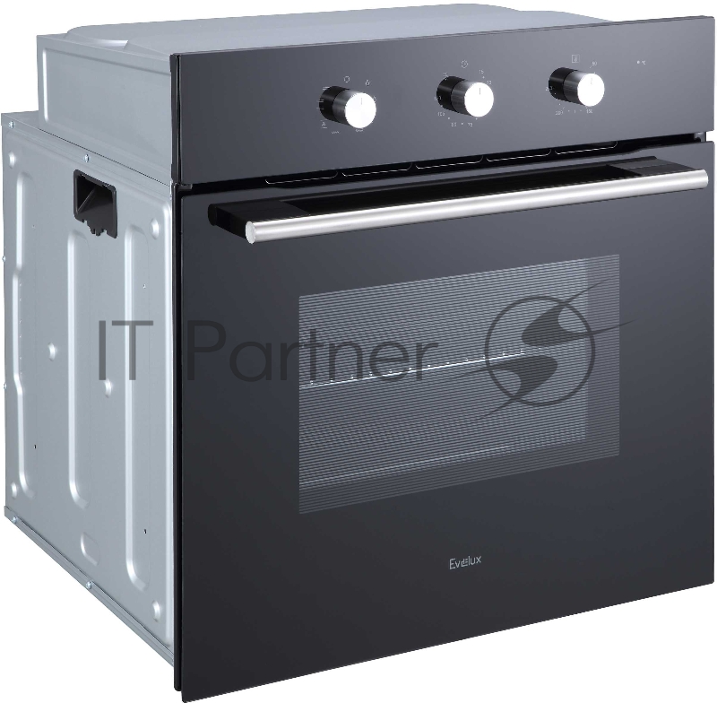 Духовой шкаф встраиваемый полноразмерный, 60 см, 8 режимов, объем духовки 65л, поворотные переключатели, панель управления - черное стекло, универсальный противень, решетка-гриль, двойное стекло дверцы, легко-съемное большое внутреннее стекло Full G