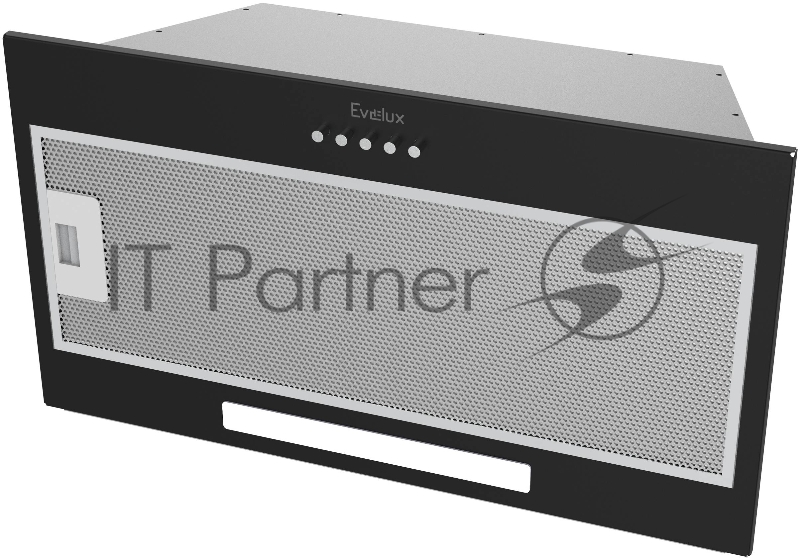 Встраиваемая вытяжка, полновстраиваемая в шкаф, 60 см, отвод/циркуляция, механический контроль, 3 скорости работы, производительность 860 м3/ч, LED освещение, металл, черный, 520х290х176 мм.