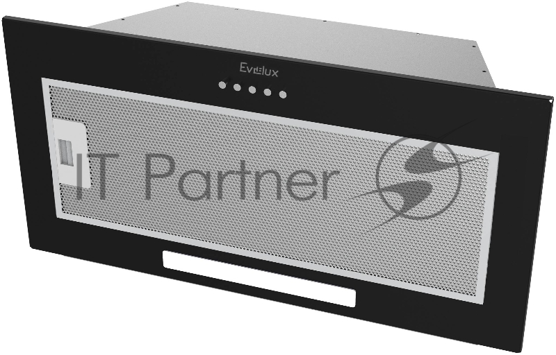 Встраиваемая вытяжка, полновстраиваемая в шкаф, 80 см, отвод/циркуляция, механический контроль, 3 скорости работы, производительность 860 м3/ч, LED освещение, металл, черный, 700х290х176 мм.