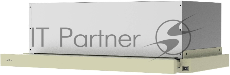 Встраиваемая телескопическая вытяжка, 60 см, отвод/циркуляция, механический контроль, 2 скорости работы, производительность 670 м3/ч, LED освещение, металл, бежевый, 598х305-495х201 мм.