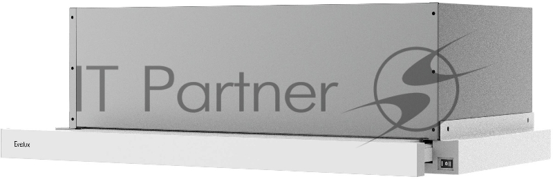 Встраиваемая телескопическая вытяжка, 60 см, отвод/циркуляция, механический контроль, 2 скорости работы, производительность 670 м3/ч, LED освещение, металл, белый, 598х305-495х201 мм.