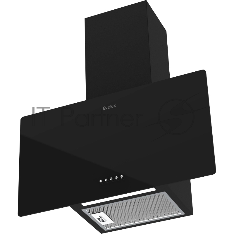Навесная вытяжка, 60 см, механический контроль, 3 скорости работы, производительность 890 м3/ч, LED освещение, черный, металл, стекло, 600х335х335-602 мм.