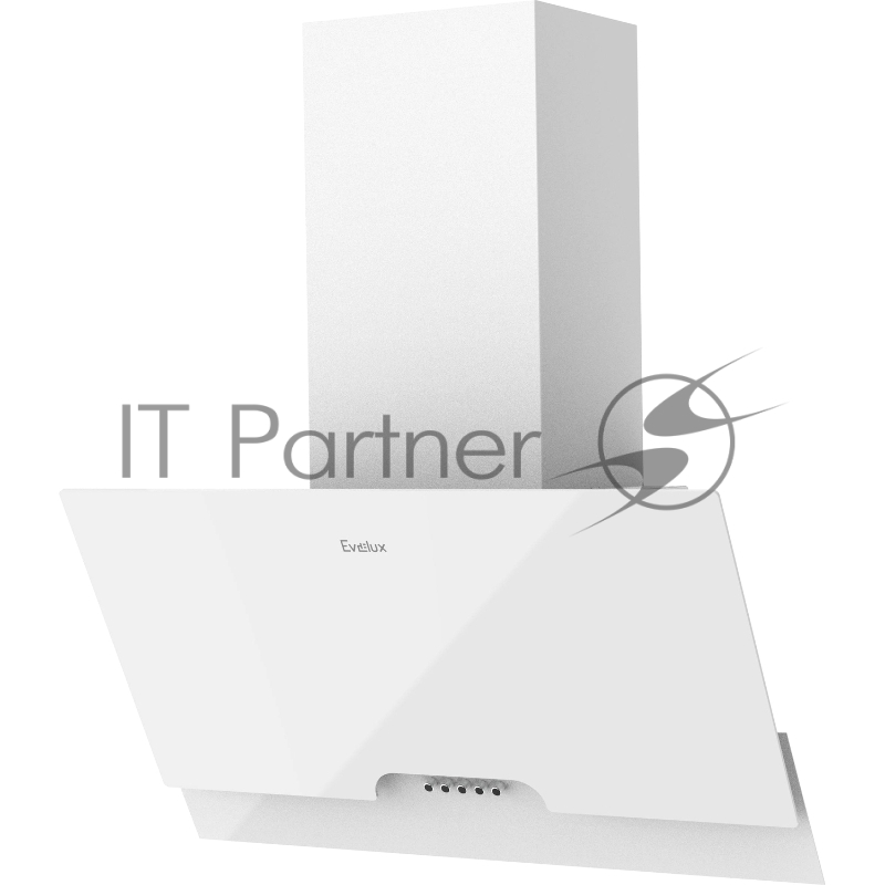 Наклонная вытяжка, 60 см, механический контроль, 3 скорости работы, производительность 900 м3/ч, LED освещение, белый, металл, стекло, 600х335х395-607 мм.