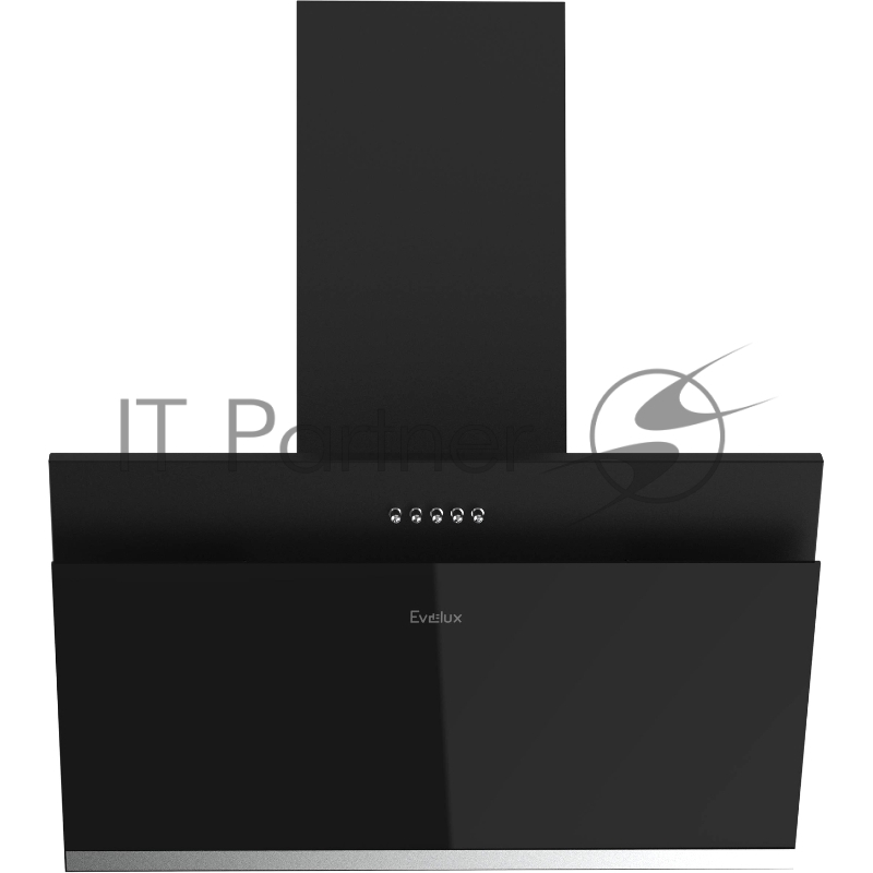 Наклонная вытяжка, 60 см, механический контроль, 3 скорости работы, производительность 900 м3/ч, LED освещение, черный, металл, стекло, 600 x 291х368-607 мм.