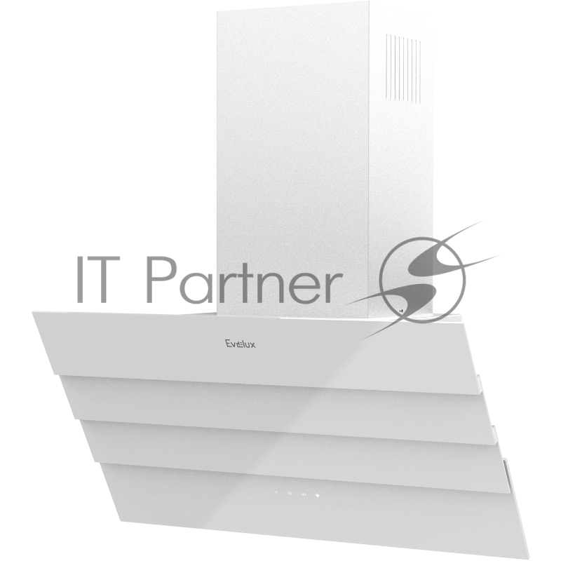 Наклонная вытяжка, 60 см, электронное управление, сенсорная панель, 3 скорости работы, производительность 920 м3/ч, LED освещение, белый, металл, стекло, 600х355х395-607 мм.