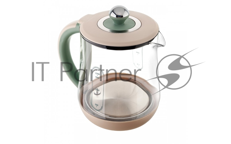 Электрический чайник BRAYER BR1015 2200 Вт,1,5 л, подст, 40-100 °С, завар.чая, стеклян