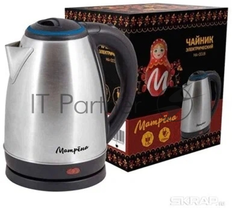 Чайник электрический МАТРЁНА MA-001 (1,8 л) металл цвет крышки голубой