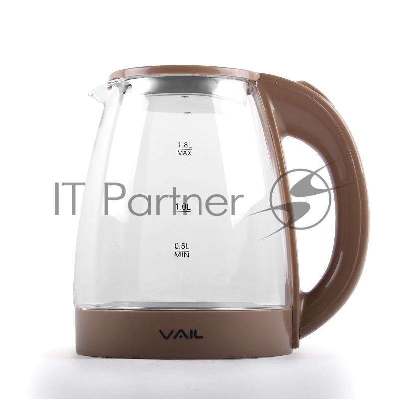 Чайник электрический VAIL VL-5550 1,8л, стекло, коричневый (12)